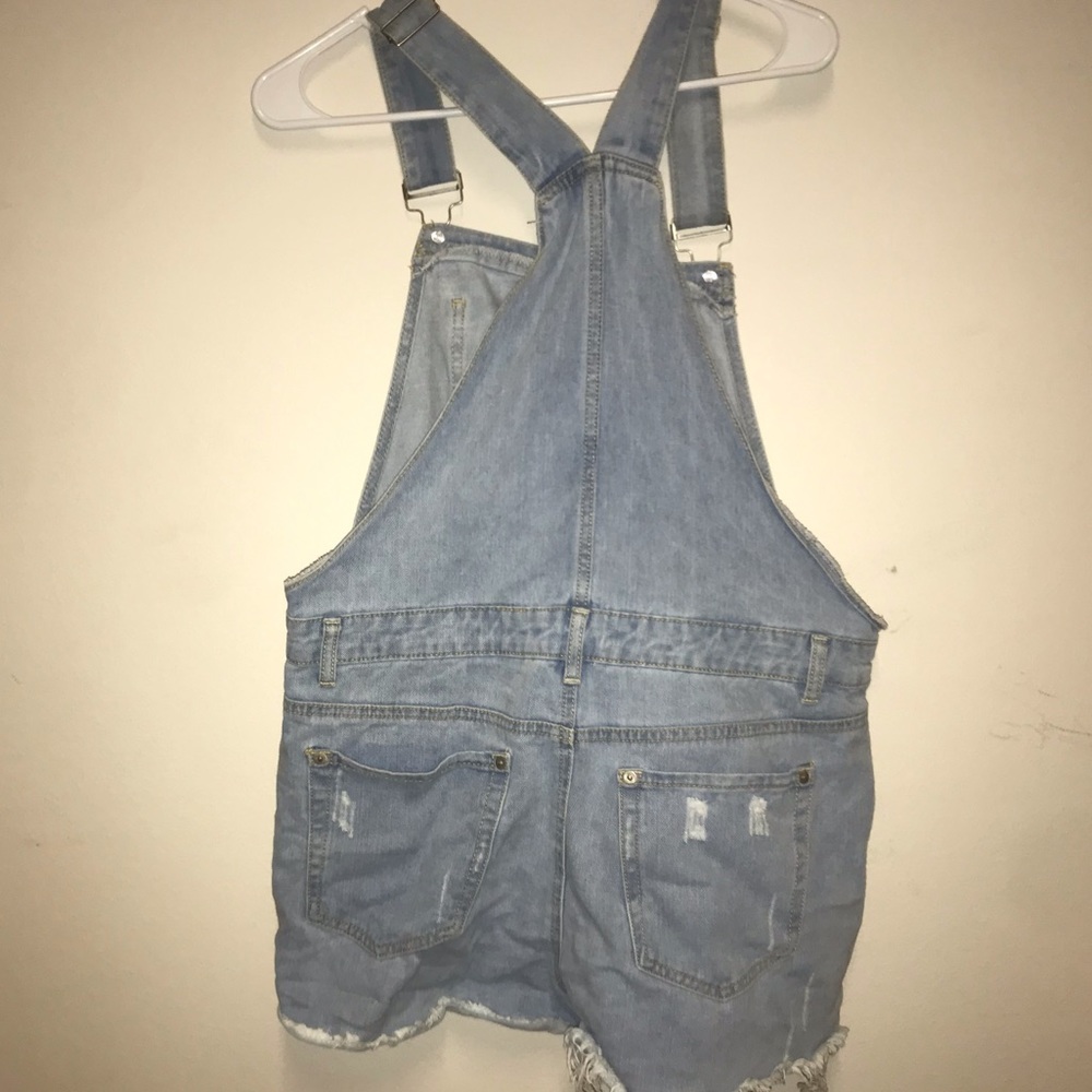 Distressed blue jean overalls - Picture 2 of 3